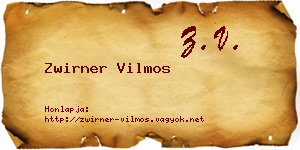 Zwirner Vilmos névjegykártya